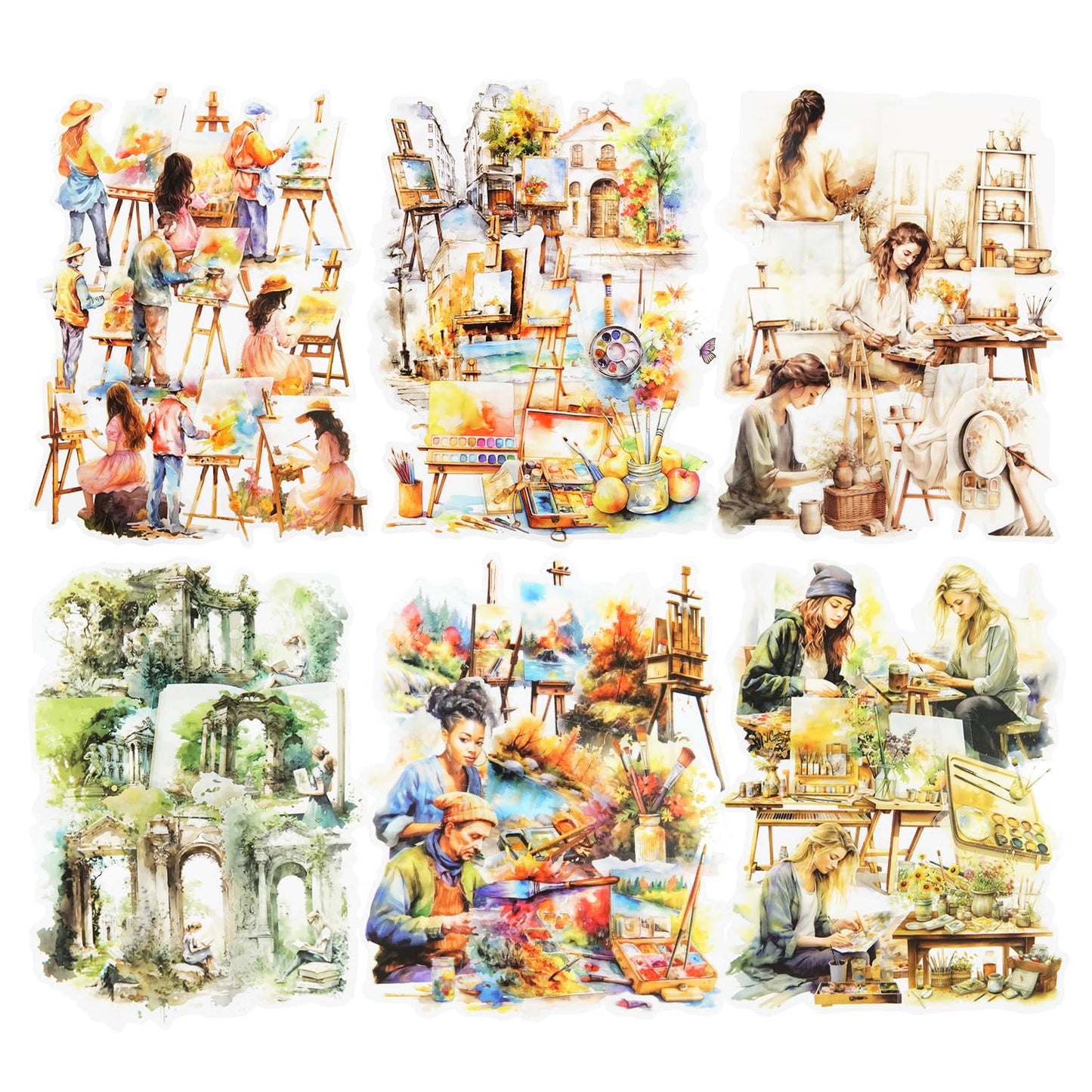 MiyouLuna 90 Pcs Lanscape PET Stickers Set, Art-Themed Stickers for Scrapbooking, Journaling and DIY Crafts