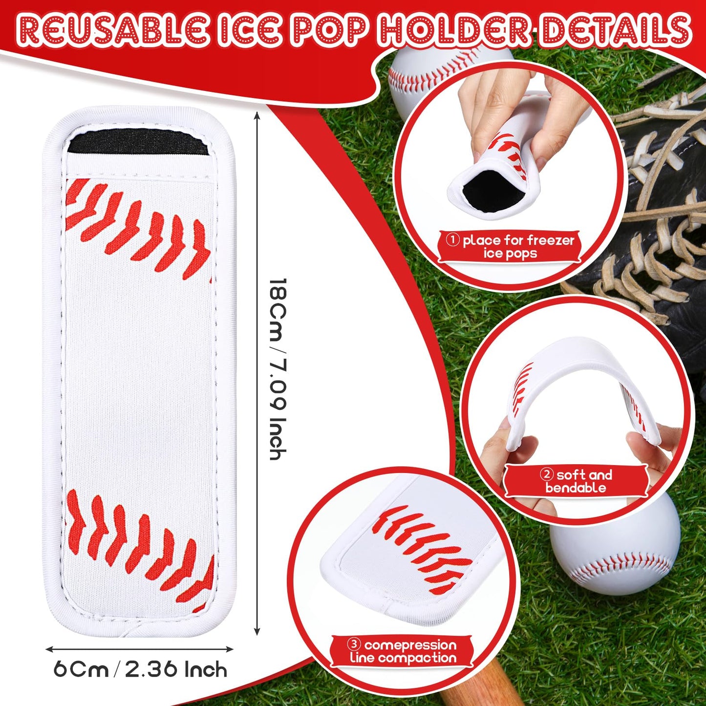 Baderke 12 Pcs Reusable Ice Pop Sleeves Ice Stick Holder Bags Antifreezing Sleeves Neoprene Insulator Washable Freezer Protective Cover for Cooling Candy Yogurt Sticks