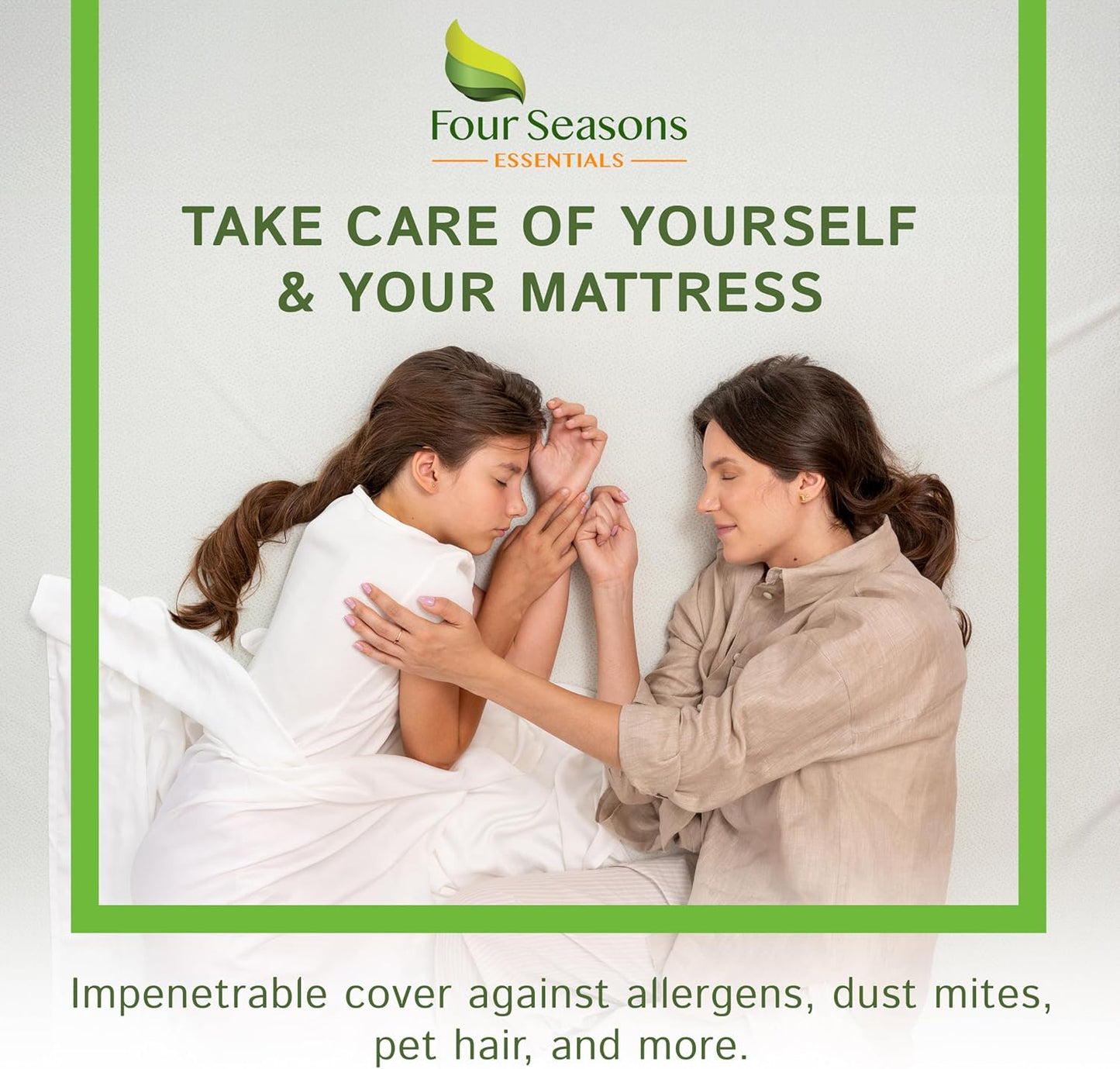 Four Seasons Essentials Queen Size Waterproof Mattress Protector, Cooling Viscose from Bamboo Fitted Sheet Mattress