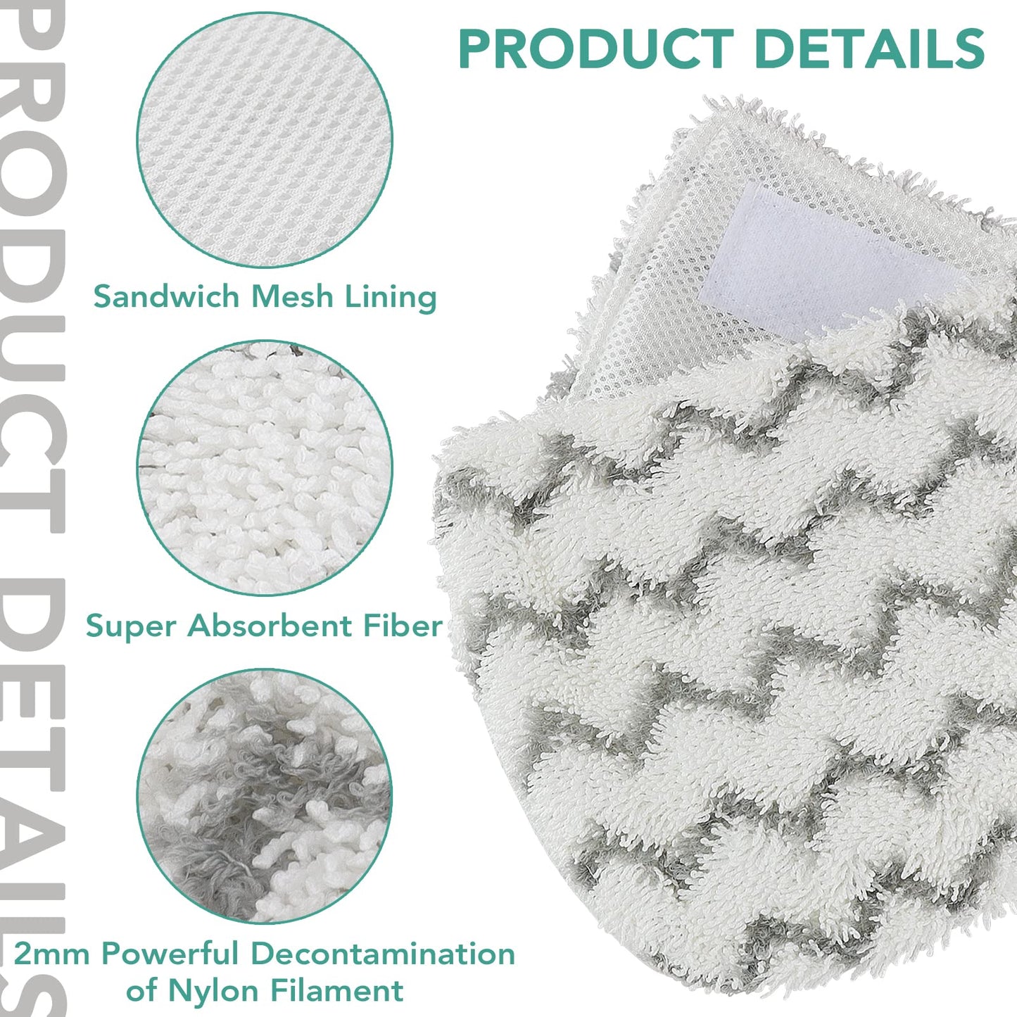 Sgizoku S1000 S2001 Steam Mop Replacement Pads for Shark Steam Mop S1000 S1000A S1000C S1000WM S10001C S1200 & S2001 SteamSpot Steam Mop - Dirt Grip, Washable & Reusable for All Floor Clean - 5Pack
