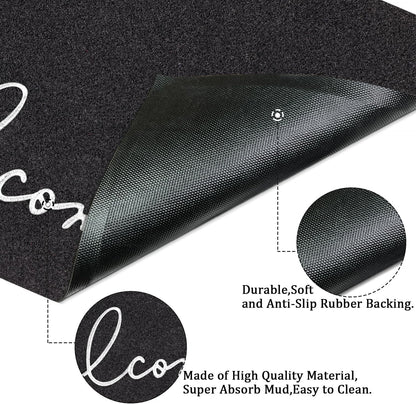 Welcome Mats for Front Door, Non-Slip Doormat for Easy Clean Entrance Mats for Home, Patio, High Traffic Areas