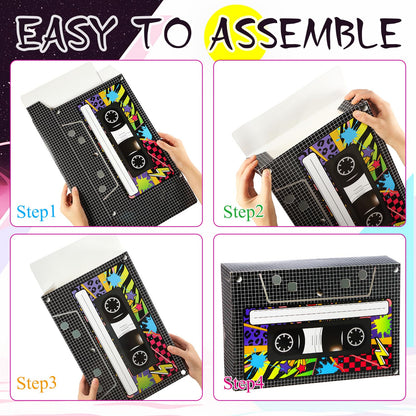 Zhanmai 6 Pcs Halloween 80s 90s Party Decorations 80's 90's Party Favor Box Large Cassette Player Treat Gift Boxes for Retro Hip Hop 1980s 1990s Music Birthday Theme Boom Supplies(15.4 x 10 Inch)