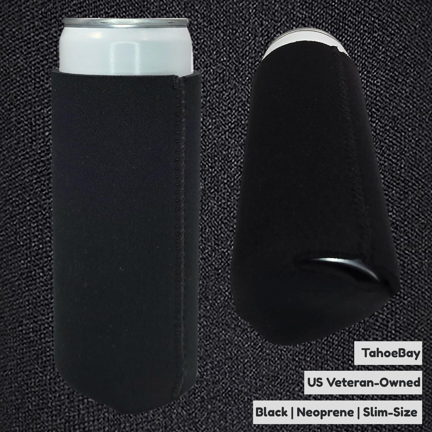 TahoeBay Slim Neoprene Can Cooler Sleeves (50-Pack) Skinny Tall Cans Bottles 12 Oz Thin Fit Seltzer Size Insulated Bulk Sublimation Blanks for Heat Press Vinyl Plain Blank (Black)