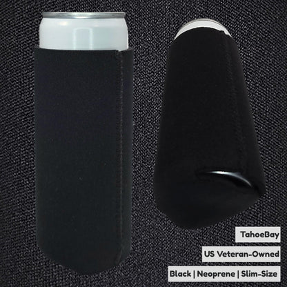 TahoeBay Slim Neoprene Can Cooler Sleeves (50-Pack) Skinny Tall Cans Bottles 12 Oz Thin Fit Seltzer Size Insulated Bulk Sublimation Blanks for Heat Press Vinyl Plain Blank (Black)