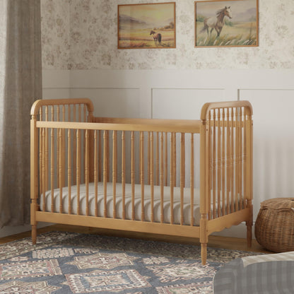 Namesake Liberty 3-in-1 Convertible Spindle Crib with Toddler Bed Conversion Kit in Honey, Greenguard Gold and FSC® Certified