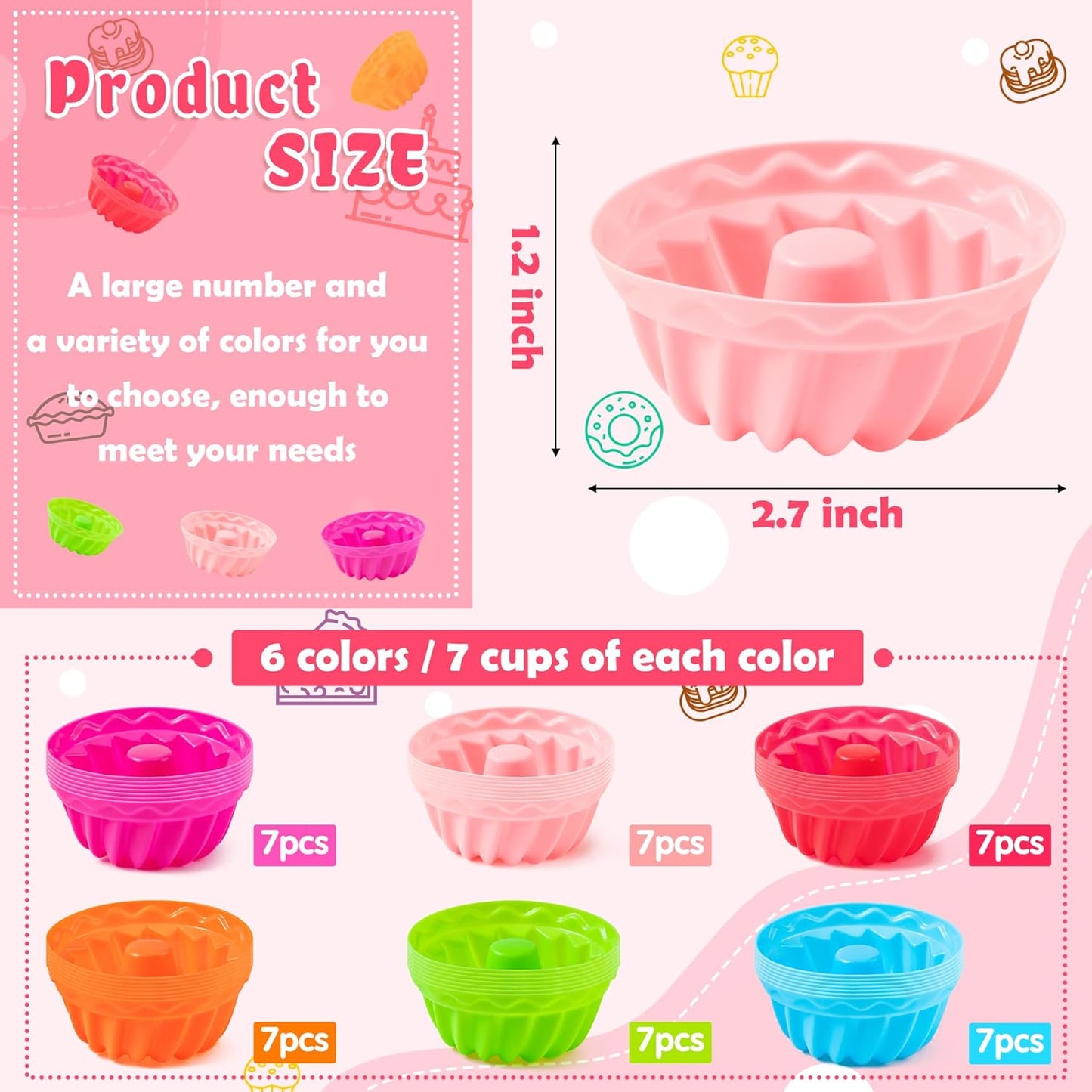 R HORSE 42Pcs Silicone Baking Molds, Pumpkin Silicone Cups, Non-Stick Muffins Mould, Reusable Cupcake Wrapper Molds