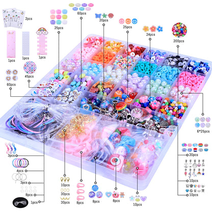 AIPRIDY 3200 Pieces Girls Toys Bracelet Making Kit, Unicorn/Mermaid Clay Beads Jewelry Activity Kit, DIY Crafts Birthday Christmas Gifts for Girls Ages 5 6 7 8 9 10 11 12 Years Old (Light Pink)