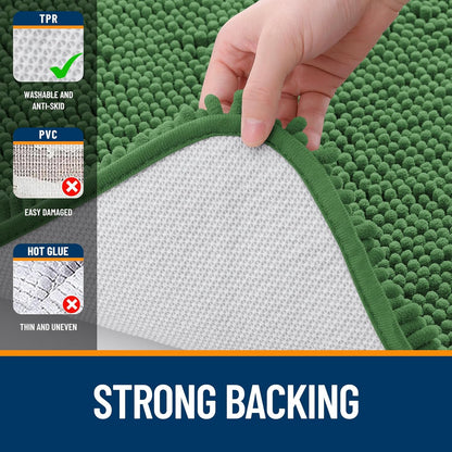 OLANLY Large Bath Rugs - Extra Soft Chenille | Quick-Dry, Machine Washable, Olive Green 44x32