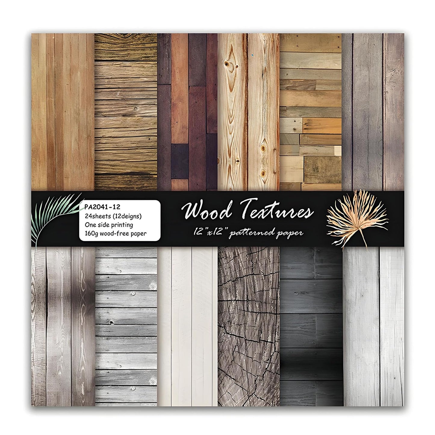 VIVIQUEN 24 Pack Brown Wood Textures Scrapbook Paper, 12x12 Inch Wood Floor Single-Sided Specialty Craft Paper Folded Flat for DIY Background Cards Art Photo Album Decor Junk Journals Decoration