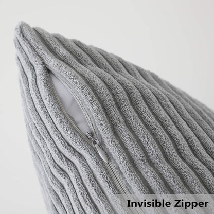 18"x18"(45cm) Home Brilliant Striped Velvet Cushion Cover for Chair Supersoft Handmade Decorative Pillowcase, Light