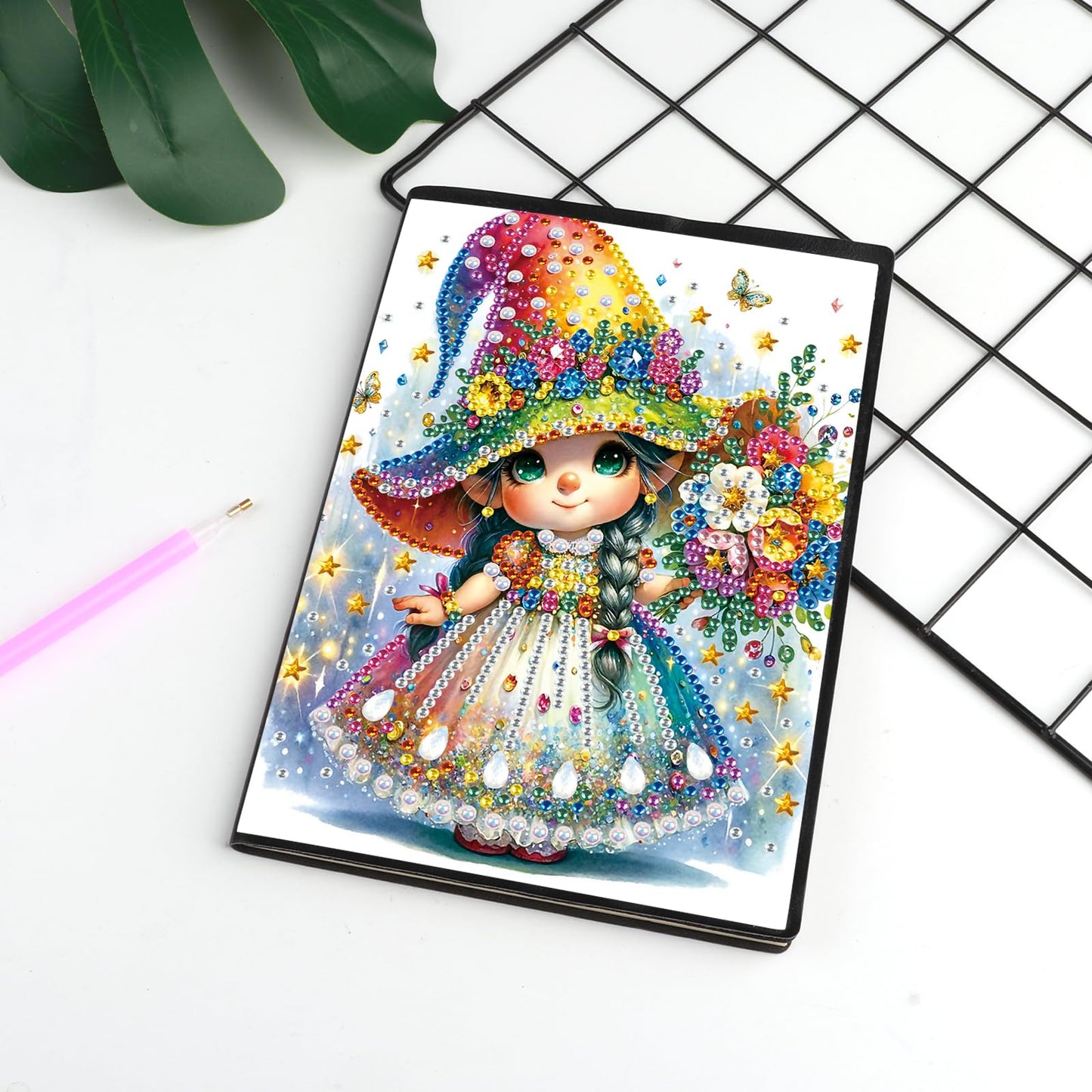 DCIDBEI 5D Diamond Art Painting Notebooks Kits Angel DIY Special Shaped Journal Sketchbook Fairy Cross Stitch Diamond Art Dairy Book Elf Paint by Numbers kit for Adults Festival Birthday