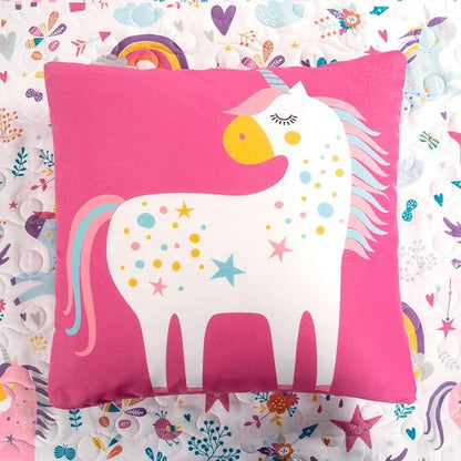Lush Decor Unicorn Heart 4 Piece Quilt Bedding Set, White/Multi, Twin