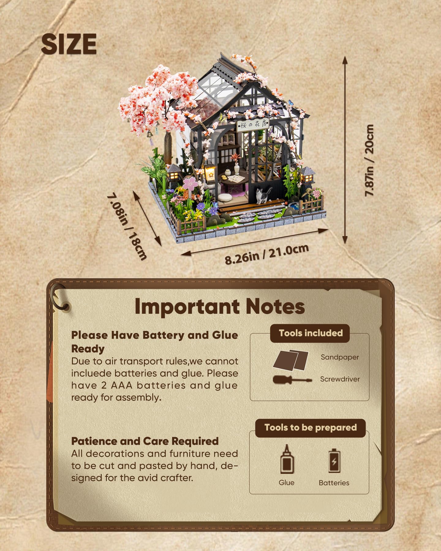 DIY Miniature House Kit, DIY Dollhouse Kit for Adults to Build, Mini Magic House Miniature kit, Model Building Book Nook Diorama Kit, Ideal Gifts for Birthday Christmas(Sakura Greenhouse)