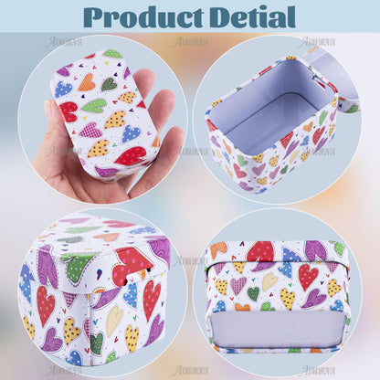 AUEAR, 6 Pack Mini Trinket Coin Box Flower Pattern Containers with Lid for Jewelry Storage Case Tinplate (Random Color)