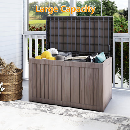 Yardgrace 270 Gallon Outdoor Storage Box Waterproof Large Resin Deck Box Indoor/Outdoor Lockable Storage Container and Seating for Garden, Pool, and Patio (270 Gallon, Grey)