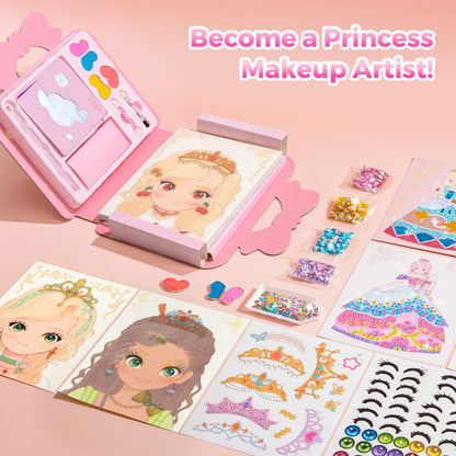 Jar Melo 4 in 1 Princess Art Craft Kits, Foil Crafts Art Fun & Gem Painting, Makeup Diamond DIY Activity, Dress Up Sticker Books,Travel Toys, Ideal Toys for Girls Ages 6 7 8+ Years Old
