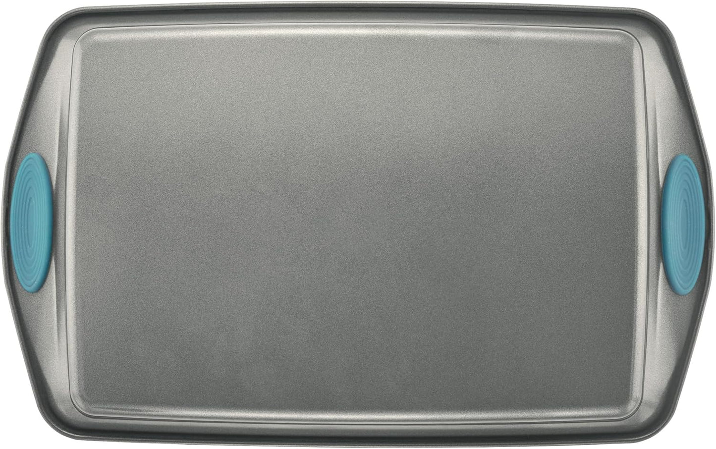 Rachael Ray Bakeware Nonstick Cookie Pan Set - 3-Piece Gray with Agave Blue Grips