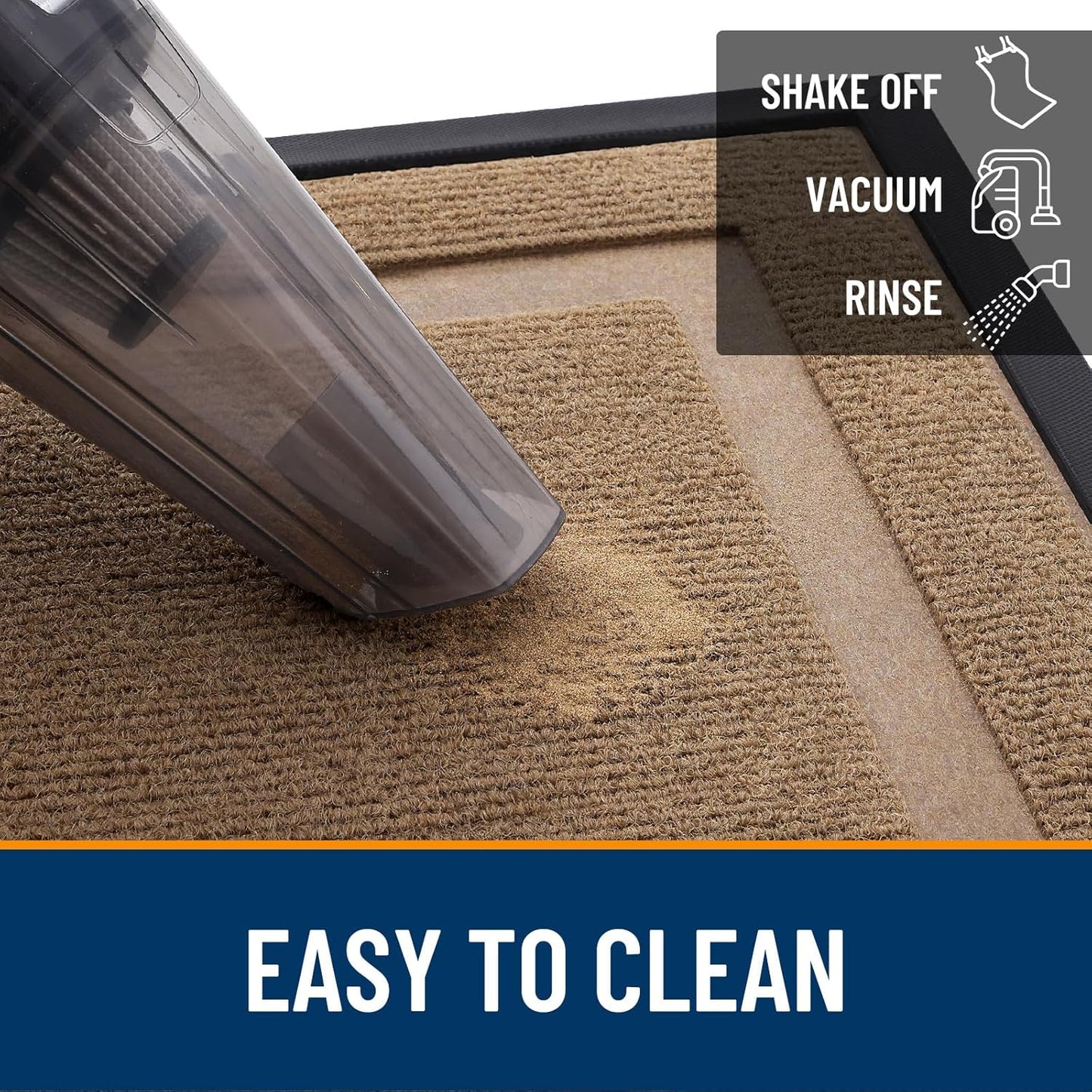 OLANLY Waterproof Front Door Mat - All-Season Indoor/Outdoor Doormat, Sturdy Natural Rubber, 71x23, Light Brown