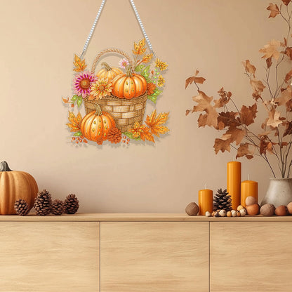SOURMO Halloween Diamond Art Painting Hanging Kit, DIY Diamond Gem Painting Ornament Pendant, Acrylic Board Gem Painting Sign Kit for Adult(Pumpkin)