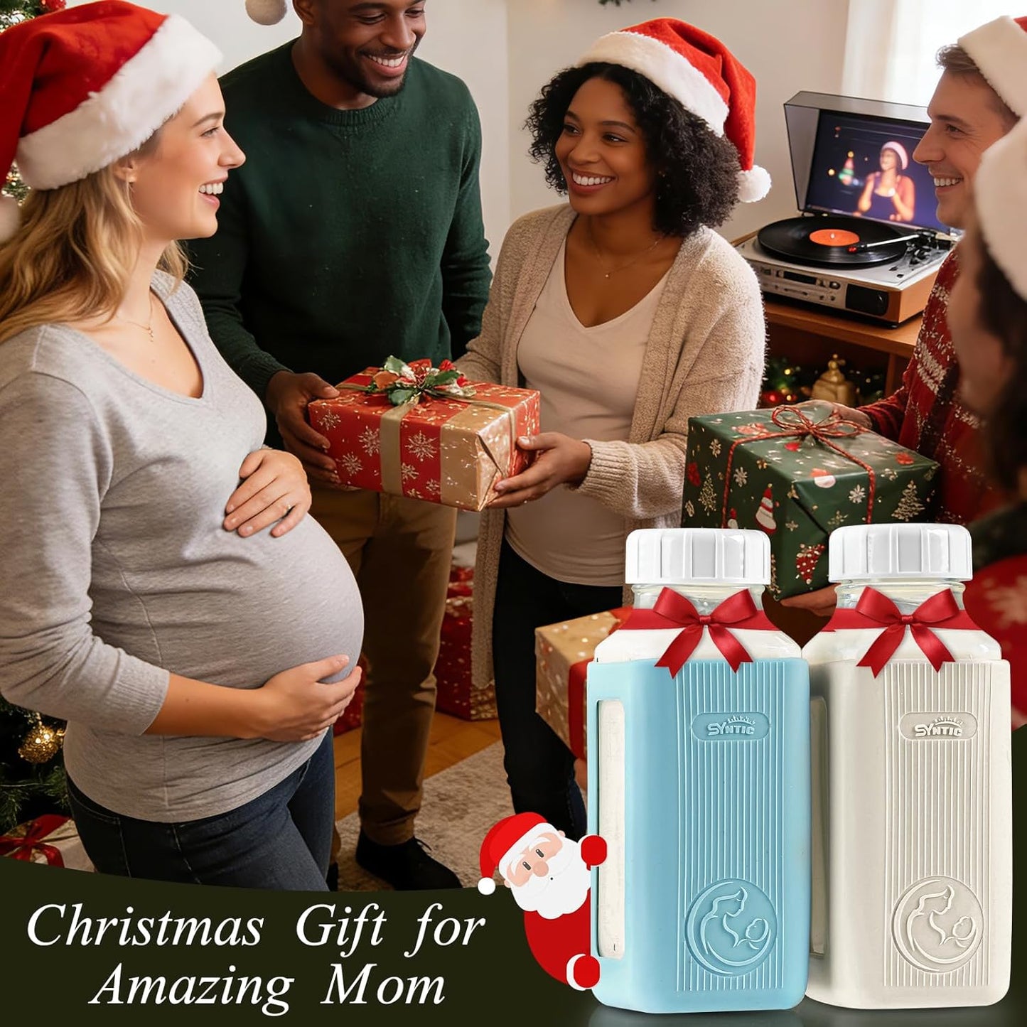 1 Pack 16 Oz Syntic Glass Milk Storage Bottle with Airtight Lid & Pour Spouts, Milk Storage Containers for Fridge