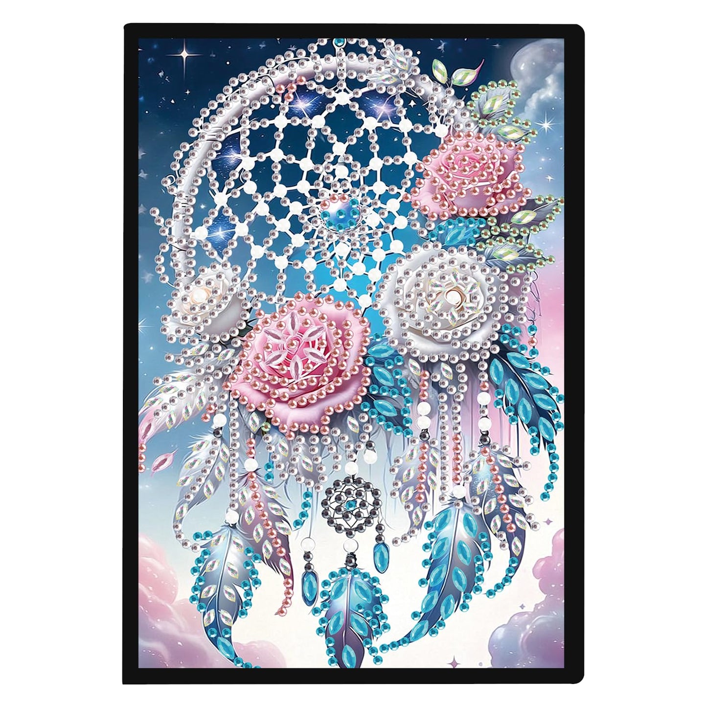 JZHYOAN Flower A5 Blank Diamond Art Composition Journaling Notebooks DIY Diamond Painting Notebook for Adults Gem Art Notepad Sketchbook Diary Mosaic Kits for Beginners Craft Lovers Gift Table Decor