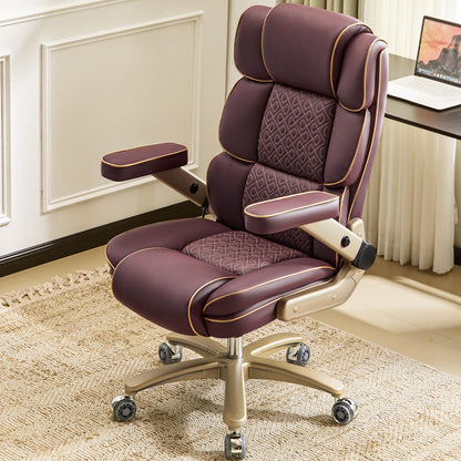Heavy Duty Executive Leather Chair, Big and Tall Office Chair 500lbs with 5D Flip-up Armrests, Comfortable Seat, Adjustable Lumbar, High Back, Large Computer Desk Chair for Home Office, Brown