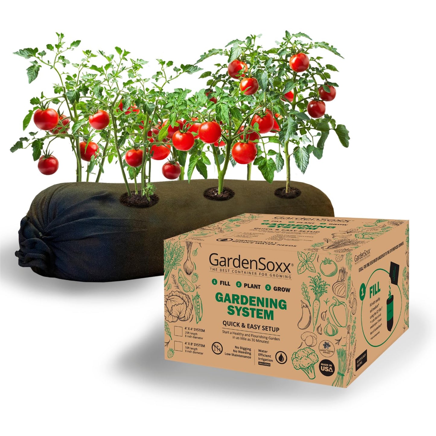 GardenSoxx 4x8 (32 sq ft) Home Gardening Kit with Drip Irrigation System – Flexible Fabric Garden Planters for Outdoor Plants, No Tools, Fits Any Space, Indoor & Outdoor Growing Solution