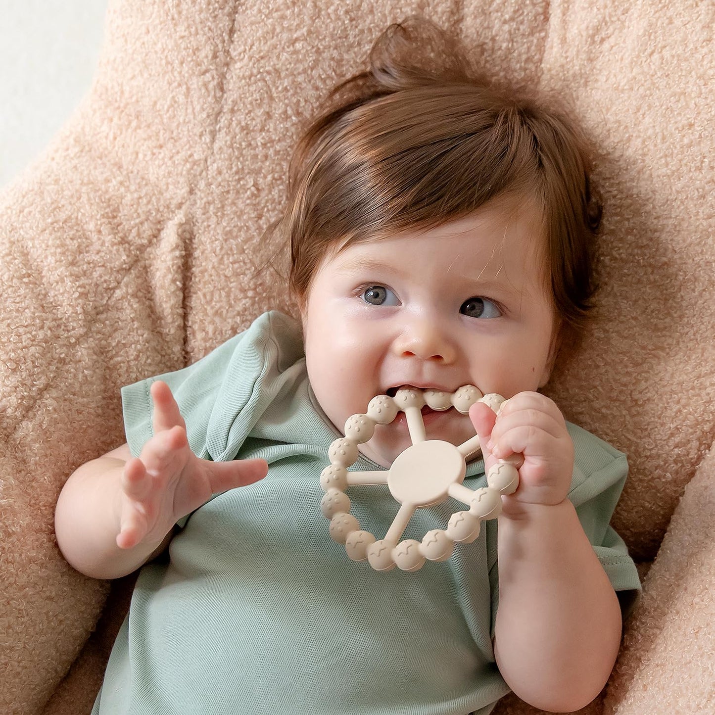 Samigo Ring Baby Teether Toys, Silicone Teething Ring Toys for Babies 0-6 6-12 Months, Baby Teethers 0-3 Months, Infant Teething Relief, Baby Girl Essentials - 2 Pack