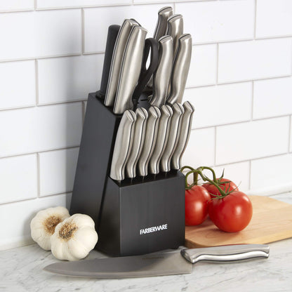 Farberware Juego de cuchillos de acero Inoxidable con sello bloque de 15 piezas