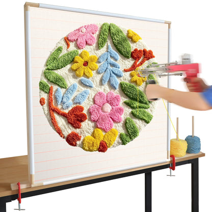 Kerty 29.5" Tufting Frame, Wooden Tufting Frame for Rug Making, A Safer Tufting Cloth Stand Using Plastic U-Shaped Channels Instead of Nails