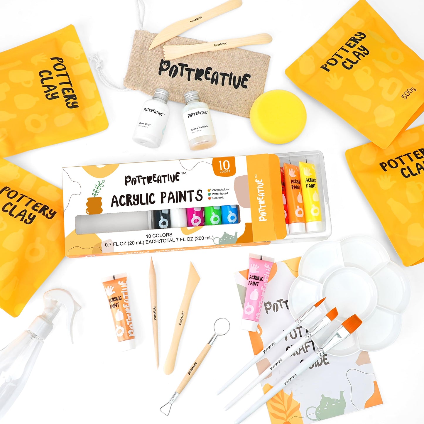 POTTREATIVE Air Dry Clay Kit for Adults, Pottery Starter Kit with Tools & Guide, DIY Craft Kit for Beginners, Date Night Activity, Art Hobby Gift Set