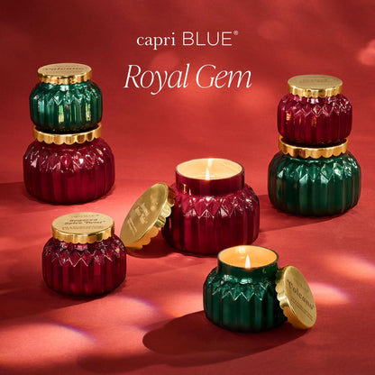 Capri Blue Royal Gem Holiday Candles - Jar Candles - Soy Wax Blend with Glass Candle Holder - Scented Candles for Home - Notes of Tropical Fruits & Sugared Citrus (Volcano, 19 oz)