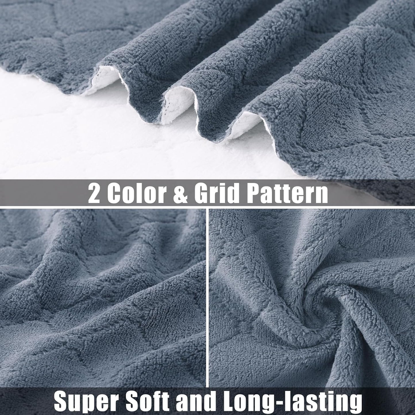 12 Pack (10" 10", Mordimy Kitchen Cloths Dish Towels x Dark Grey & White), Super Soft and Absorbent Dish Cloths, Coral