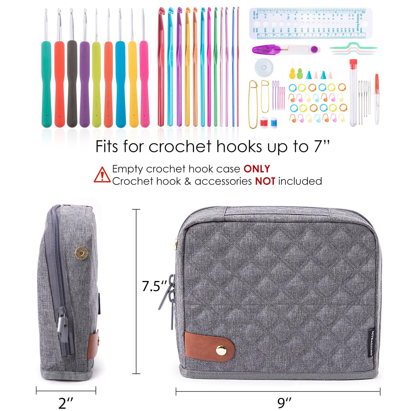 MYBAGZING Empty Crochet Hook Case - Stand Up Organizer with 30 Slots for Hooks & Needles, Accessories - Needles Set for Lovers, Kit for Beginners