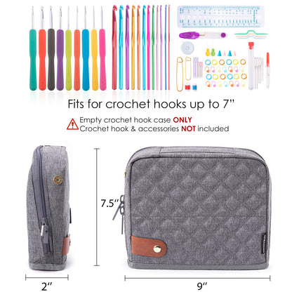 MYBAGZING Empty Crochet Hook Case - Stand Up Organizer with 30 Slots for Hooks & Needles, Accessories - Needles Set for Lovers, Kit for Beginners