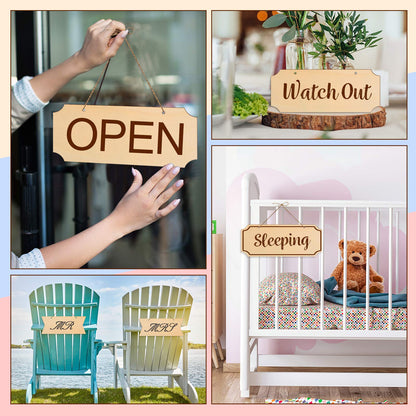 15 Pieces Unfinished Hanging Wood Sign Rectangle Blank Hanging Decorative Wood Plaque Wooden Slices Banners with Ropes for Pyrography Painting Writing DIY Home Crafts Supplies
