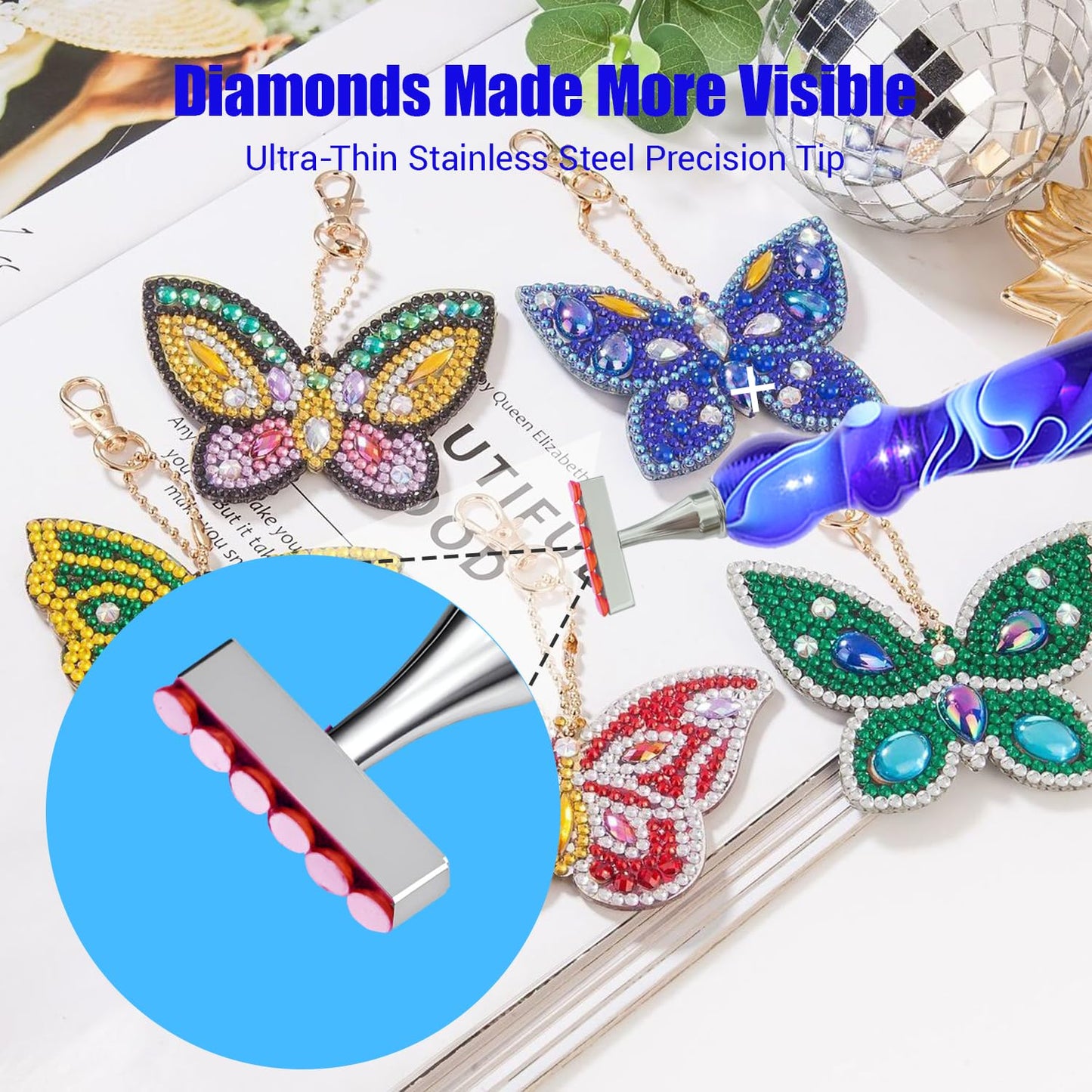 Huanlys Diamond Painting Pens, Diamond Art Pen Tools Accessories Kit with Thin Screw Steel Metal Tip Nibs, Roller for Art Crafts & Nail Art, Comfort Grip and Faster Drilling
