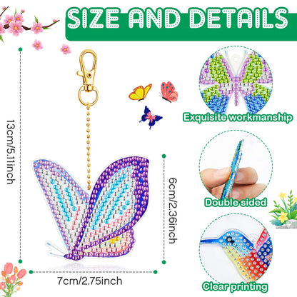 Junkin 24 Pcs Diamond Art Keychains 5D Double Side Diamond Painting Keychains Kit Hanging Full Drill Diamonds Pendants for Beginner Adult DIY Crafts Home Party Decor