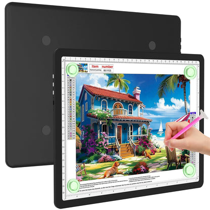 Elice Magnetic A4 Light Board for Diamond Painting, Ultra-Thin Tracing LED Light Box with Side Buttons, Super Bright Diamond Art Light Pad, Light Table for Drawing, Sketching, Weeding Vinyl - Black