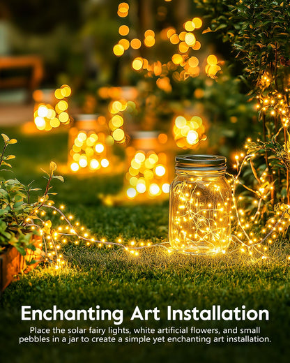 Brightown Outdoor Waterproof, 9.8Ft 120 LED String Lights, 8 Modes Firecracker Fairy Lights for Patio Balcony Wedding Christmas Decor (Warm White)