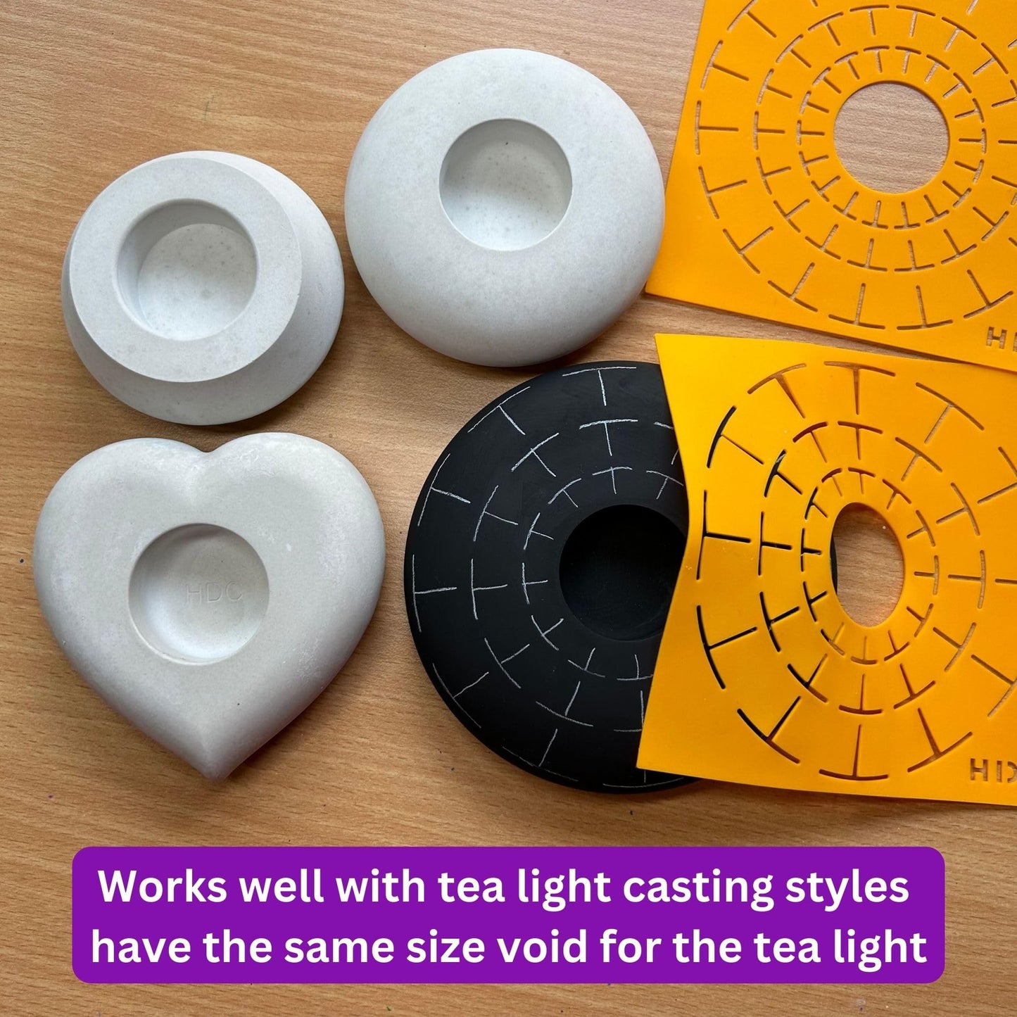 Mandala Dotting Stencils for Tea Light Candle Holder Castings - Happy Dotting Company - 2 Pack Contains a 18 Segment and 12 Segment silione templates for Making guidelines