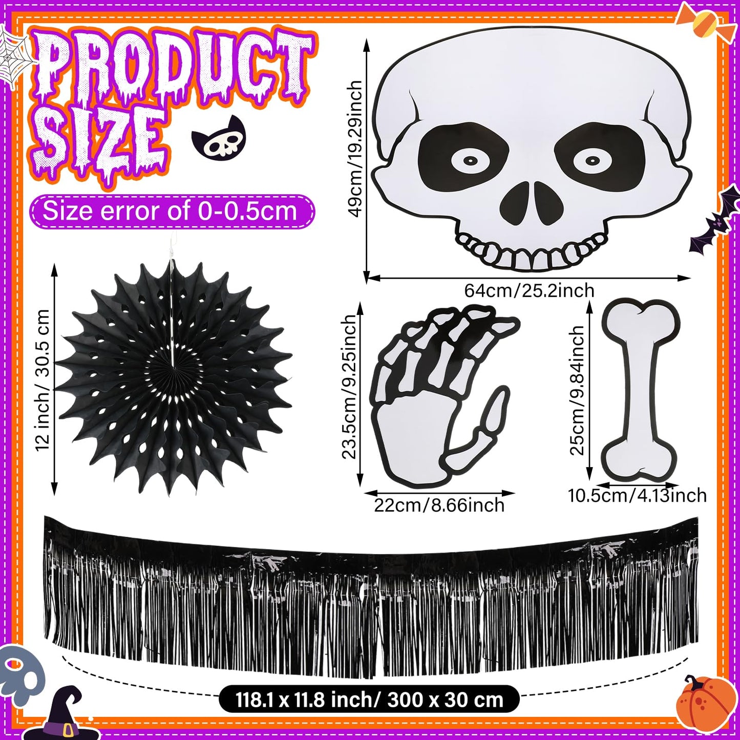 Yeaqee 32 Pcs Halloween Trunk or Treat Car Decorations Kit Skeleton Trunk or Treat Decorating Kit for Halloween Party Car SUV Decor