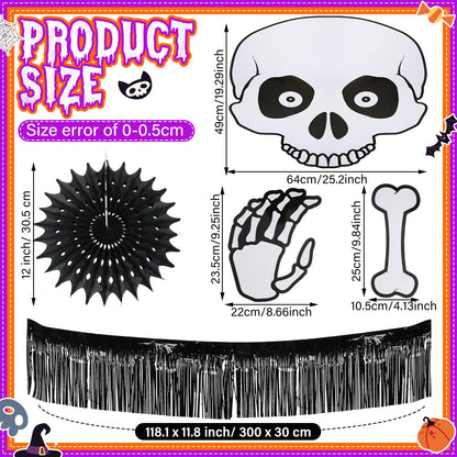 Yeaqee 32 Pcs Halloween Trunk or Treat Car Decorations Kit Skeleton Trunk or Treat Decorating Kit for Halloween Party Car SUV Decor
