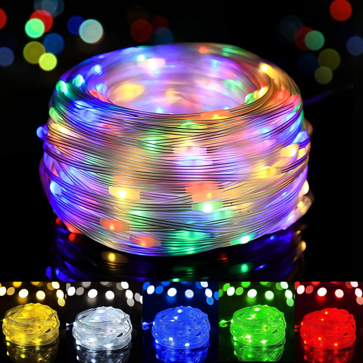 1Pack Lights,16ft 50 USB Plug in Christmas Fairy String LED Color Changing with APP Controlled & Remote Timer, Music