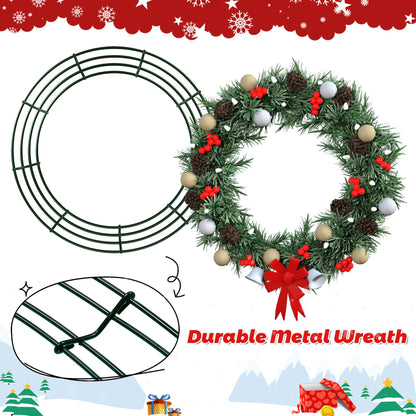 Fovths 24 Pieces Metal Christmas Wire Wreath Frame 18 Inch Green Wreath Ring with Floral Wire Form Front Door Garland Frame for Christmas Wedding Home DIY Crafts Supplies