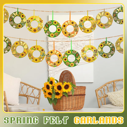 Wavwavw 472 Pcs Sunflower DIY Craft Kits Sunflower Wreath Summer Craft Kit Wreath Arts Decorations with Butterflies House Felt Stickers for Home Indoor Outdoor Party Activities Decor