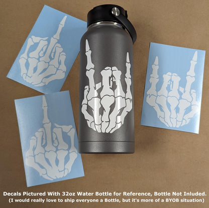 Skeleton Hands 4 Pack: Rock on Skeleton Hand Left and Right, Rock N Roll Gesture Decal, Skeleton Finger Decals (Large ~6", White)