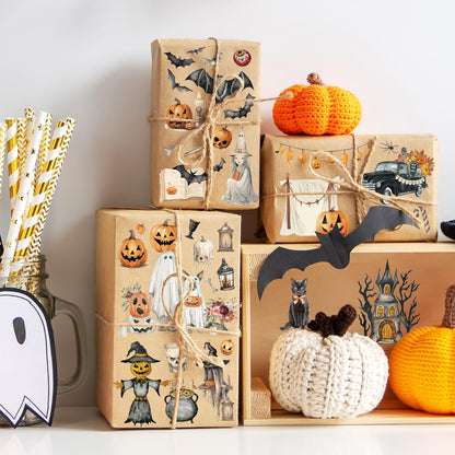 JarThenaAMCS 39.2 Ft Halloween PET Washi Tape 4 Rolls Pumpkin Ghost Witch Bats Transparent Adhesive Masking Tape for Cut & Use as Halloween Stickers Scrapbook Journal DIY Crafts Wrapping