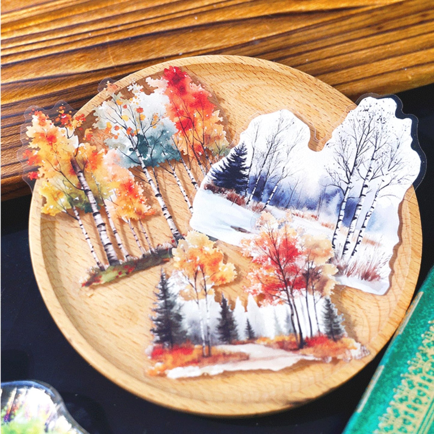 120 Pieces Botanical Tree-Themed PET Sticker, Pine Tree Forest Scenery Aesthetic Stickers for Scrapbooking, Journaling, Creative Journal Supplies and DIY Crafts