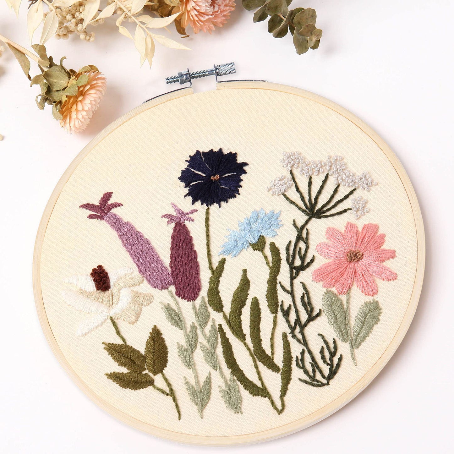 REEWISLY Embroidery Kit for Beginners 4 Sets, Hand DIY Cross Stitch Kits,2 pcs Embroidery Hoop,4 pcs Plants Flowers Embroidery Patterns and Threads,Easy for The Embroidery Beginners to Learn…